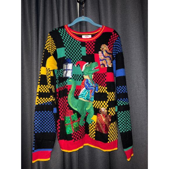Ugly Christmas Sweater Xmas Size Medium Dinosaur - Picture 1 of 3